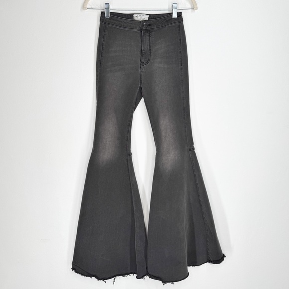 Free People Denim - Free People Stretch Super Flared Jeans Dark Gray Women’s Size 24